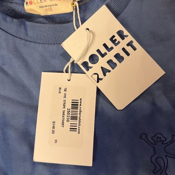 Roller Rabbit Women's the Dye Stripe Crewneck Sweatshirt Blue Size XS NWT - Picture 3 of 3